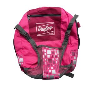 Rawlings Girls Pink Maroon Baseball Softball Equipment Backpack Helmet Holder